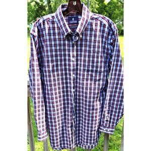 Stafford Men’s 15 1/2 32/33 Travel Easy Care Plaid Dress Long Sleeve Button Down